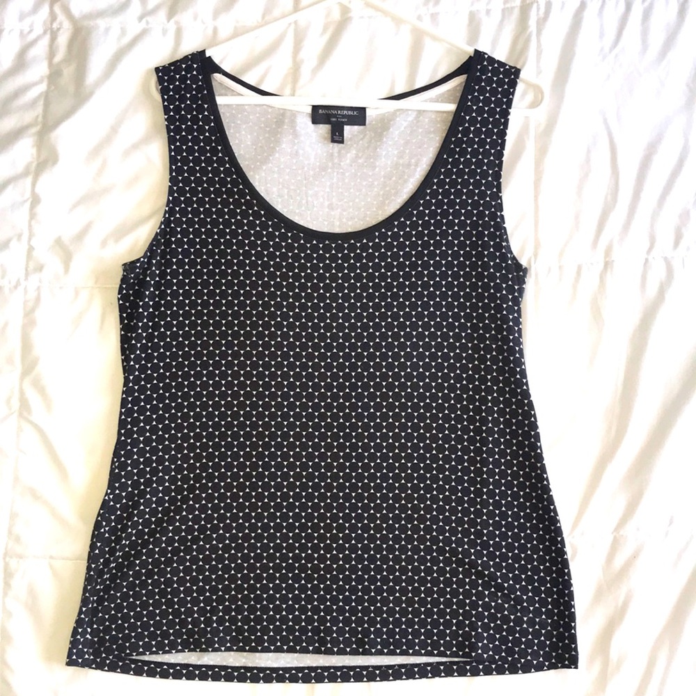 Banana Republic Black & White Geometric Print Tank, Large
